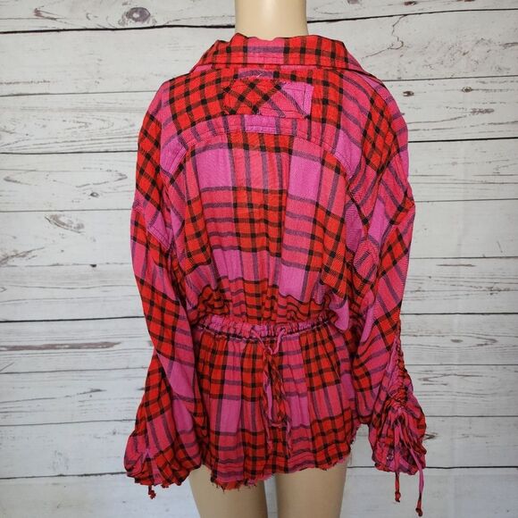 Free People Red Pacific Dawn Shirt Small NWT - Picture 4 of 10